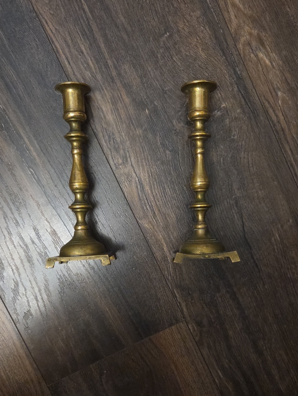 Brass Candle Holders Pair - Classic Gold Finish